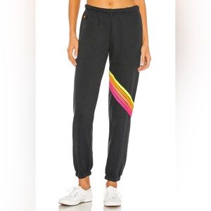 Aviator Nation Chevron Sweatpant in Charcoal and Neon